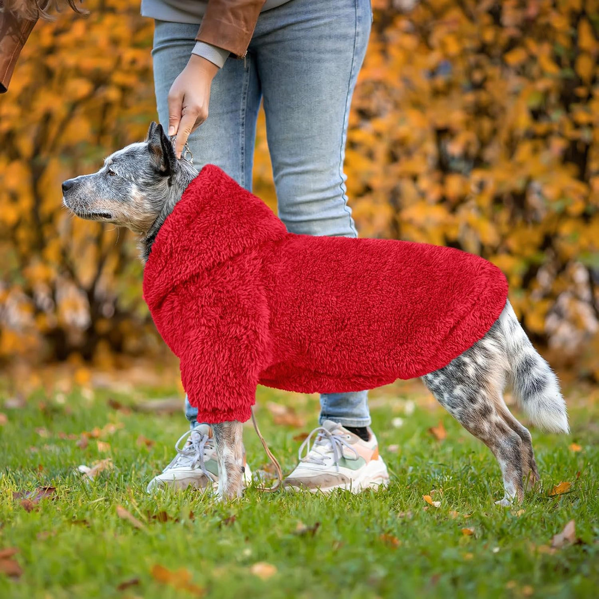 Fuzzy Dog Sweaters for Large Dogs Soft Double-Sided Plush Fleece Pet Sweater Clothes Pet Coats Dog
