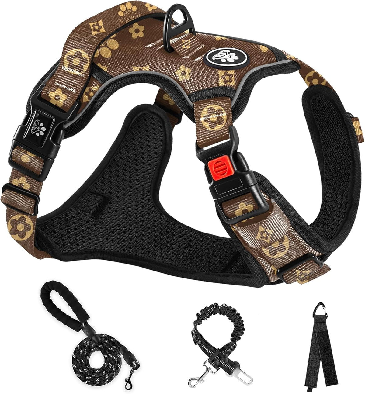 NESTROAD No Pull Dog Harness,Adjustable Oxford Dog Vest Harness with Leash,Reflective No-Choke Pet