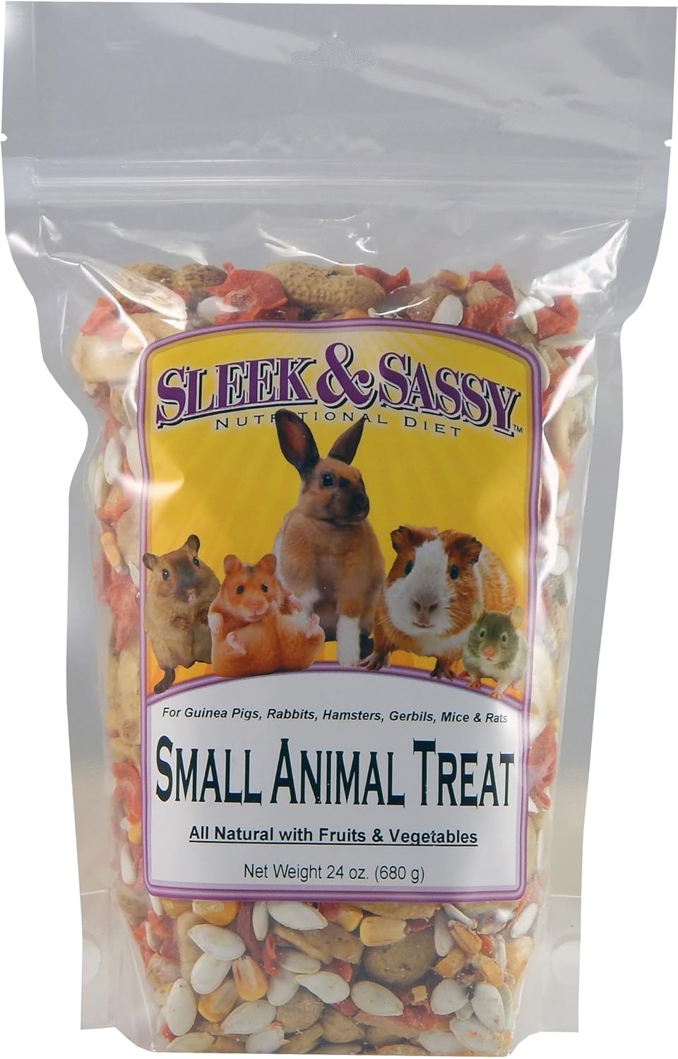 SLEEK & SASSY All Natural Small Animal Treat for Guinea Pigs, Rabbits, Hamsters, Gerbils, Rats &