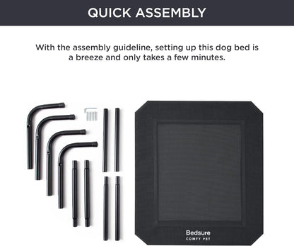 Bedsure Outdoor Elevated XL Dog Bed, Portable Indoor & Outdoor Cooling Raised Cot Pet Hammock Bed