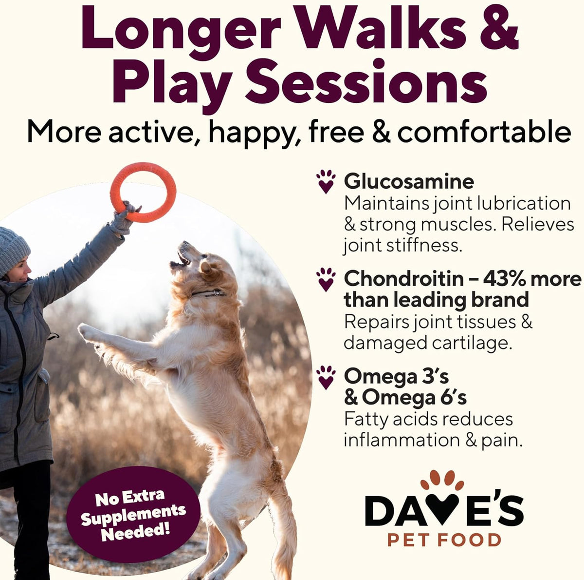 Dave's Pet Food Glucosamine Chondroitin for Dogs, Hip and Joint Support, Gluten-Free, Wet Senior