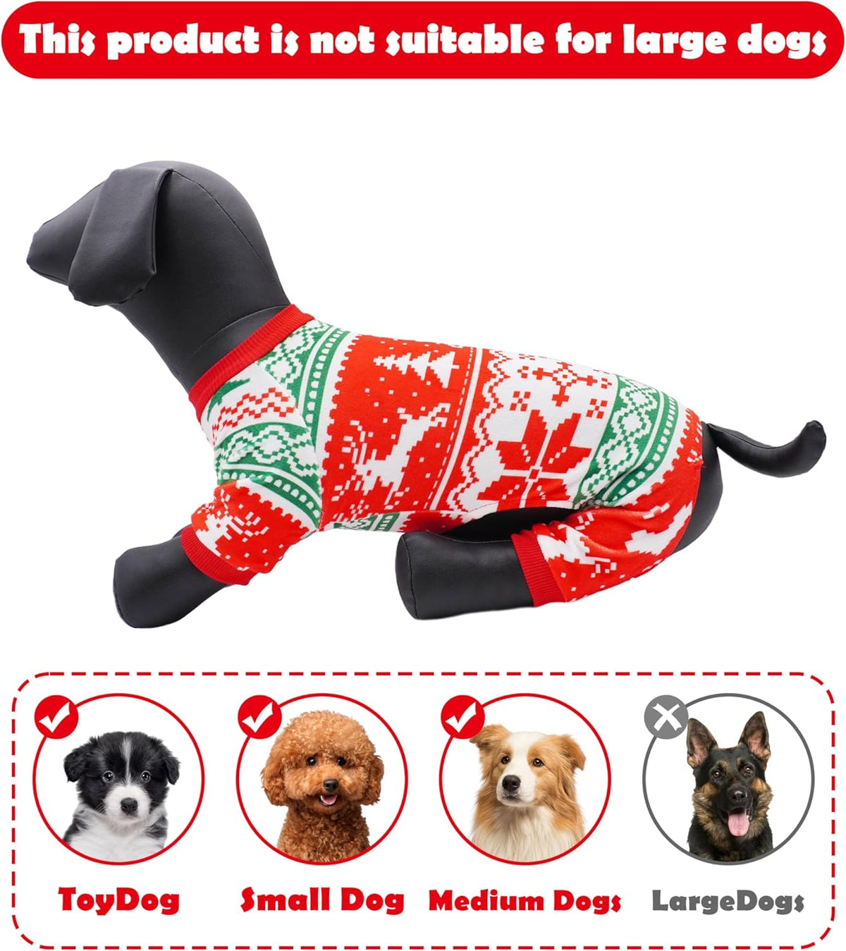 PET SHOW 4 Pack Christmas Small Dog Pajamas Holiday Dog Clothes for Medium Dogs Girl Boy Soft