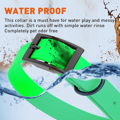 Dogline Biothane Waterproof Dog Collar Strong Coated Nylon Webbing with Black Hardware Odor- Proof