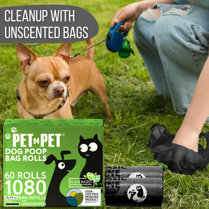 Pet N Pet 1080 Counts Black Poop Bags for Dogs, 41% Plant Based & 59% PE Extra Thick Dog Poop Bags