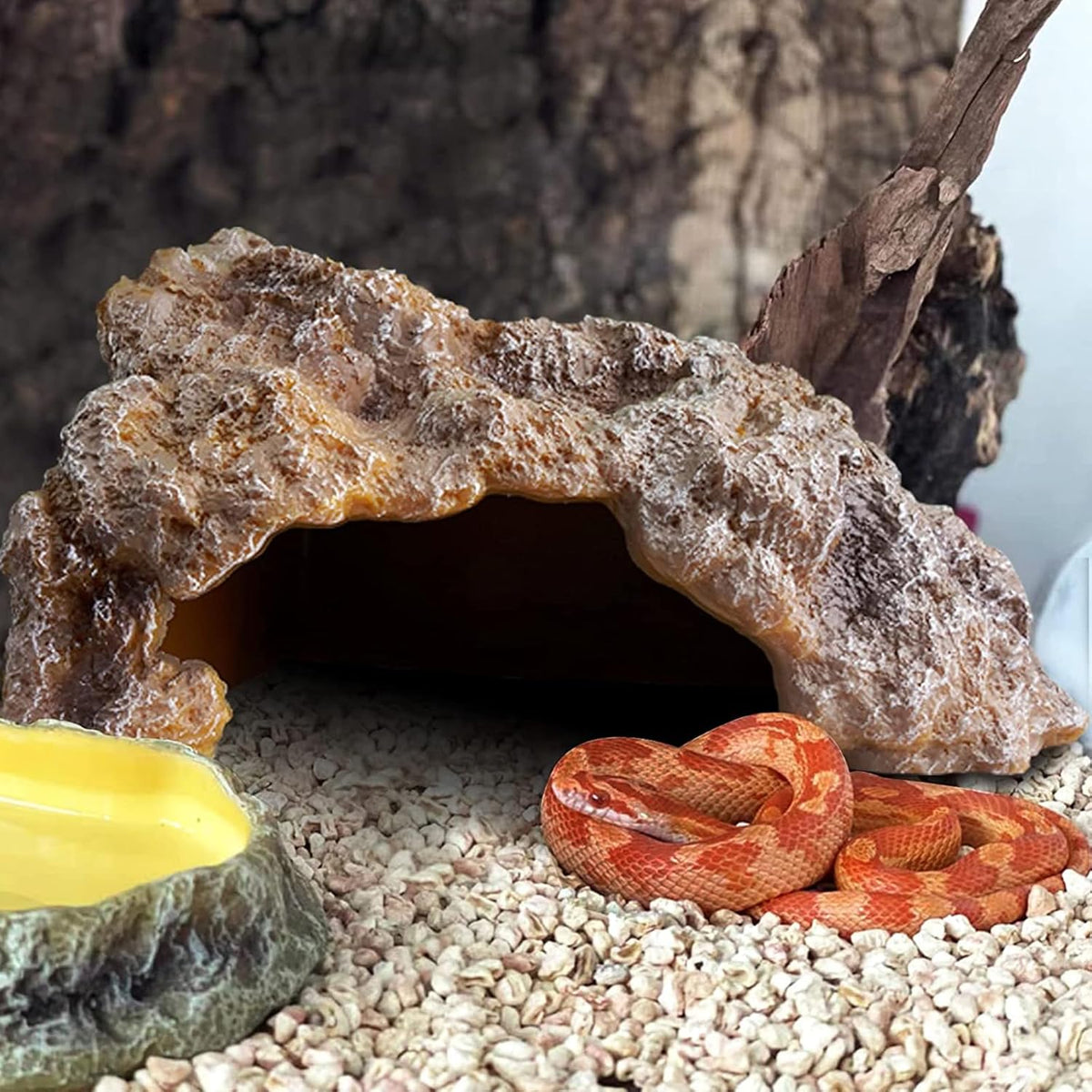 Reptile Rock Reptile Hide Cave Hideout Terrarium Habitat Decor Ornament Shelter for Hermit Crab