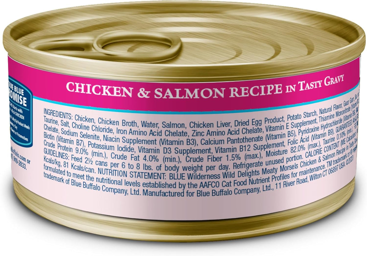 Blue Buffalo Wilderness Wild Delights Meaty Morsels Natural Wet Cat Food, Chicken & Salmon in Tasty