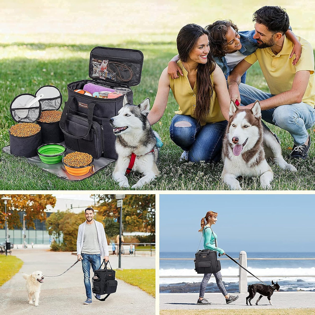 Modoker Dog Travel Bag with 2 Collapsible Dog Bowls, 1 Dog Backpack, Airline Approved Pet Travel