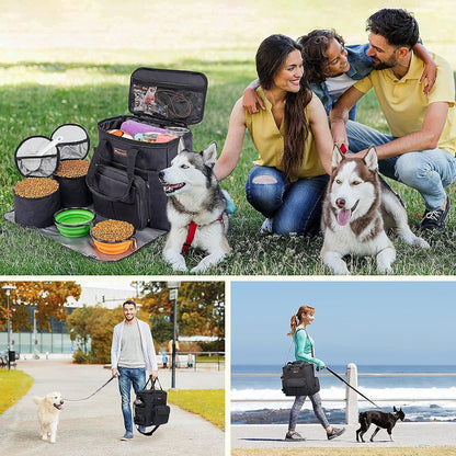 Modoker Dog Travel Bag with 2 Collapsible Dog Bowls, 1 Dog Backpack, Airline Approved Pet Travel