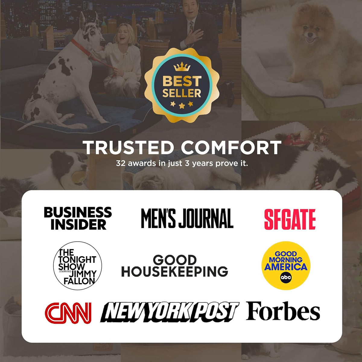Bedsure Orthopedic Dog Bed Medium Size Dogs - Washable Medium Dog Cat Bed Waterproof, Comfort Pet