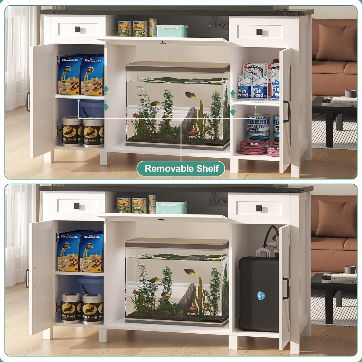 55-75 Gallon Aquarium Stand With Charging Station, Farmhouse Fish Tank Stand, Reptile Tank Stand