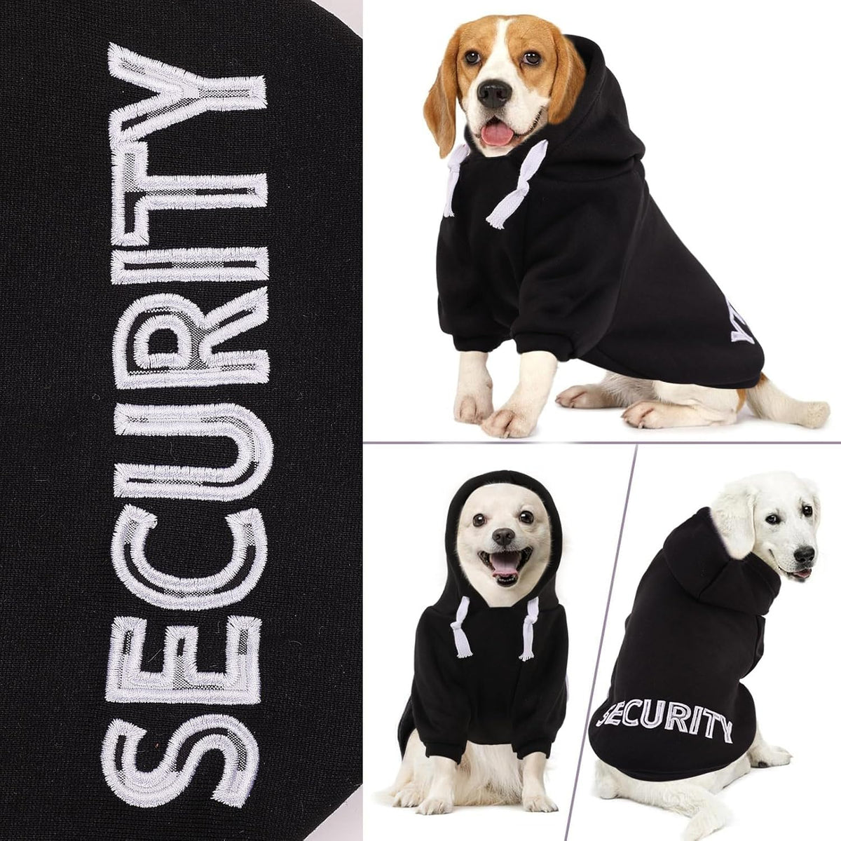SAWMONG Dog Hoodie,Flannel Pet Hooded Sweater with Hat Puppy Pullover Sweater Shirt,Dog (Security