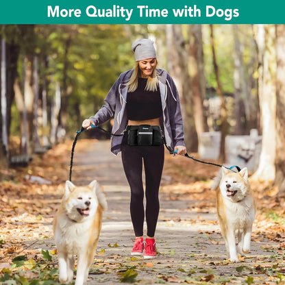 PetAmi Premium Hands Free Dog Leash for 2 Dogs, Adjustable Waist Belt Leash for Dog Walking, Fanny