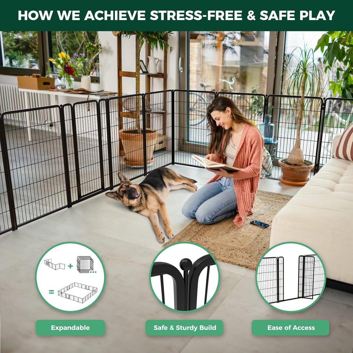 FXW Homeplus Unleashed Indoor Dog Playpen - Stress-Free and Safe Play, Heavy Duty 45 Inch 6 Wire