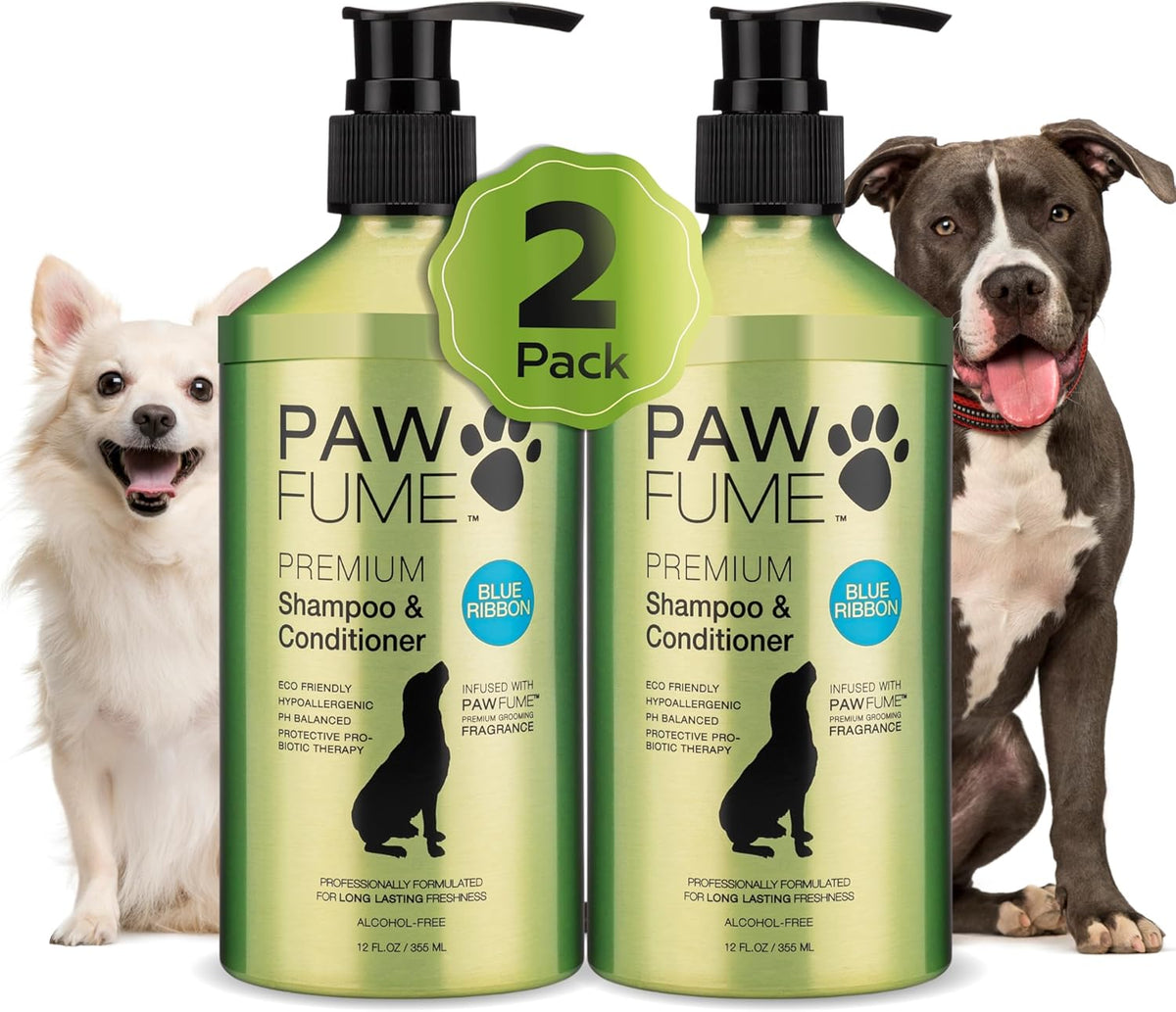 PAWFUME Dog Shampoo and Conditioner, Blue Ribbon, 2-Pack – Nourish & Detangle for a Silky Soft Coat