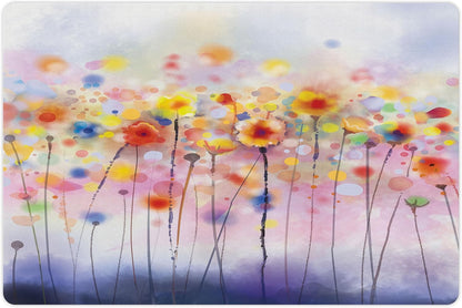 Lunarable Watercolor Flower Pet Mat for Food and Water, Flowers in Soft Colors Dreamy Abstract