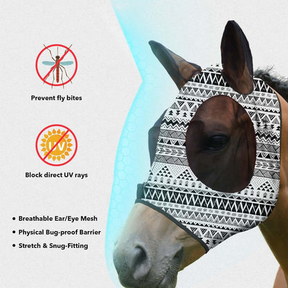 Harrison Howard Super Comfort Stretchy Fly Mask Large Eye Space with UV Protection Soft on Skin