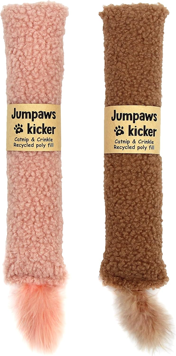 2 Pack Natural Interactive Catnip & Silvervine Cat Kicker with Tail, Bite Resistant Chew Toy