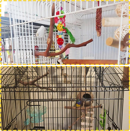 PINVNBY 2Pcs Wood Perches for Bird Cage,Natural Parrot Stand Branch Parakeet Paw Grinding Sticks