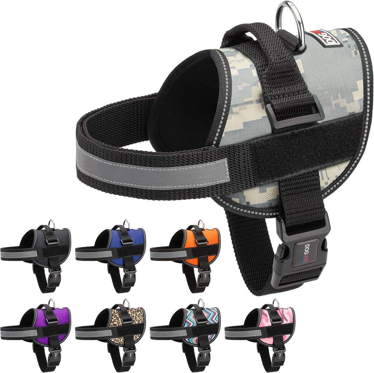 Dogline Dog Harness, Reflective No-Pull Adjustable Vest with Handle for Walking, Training