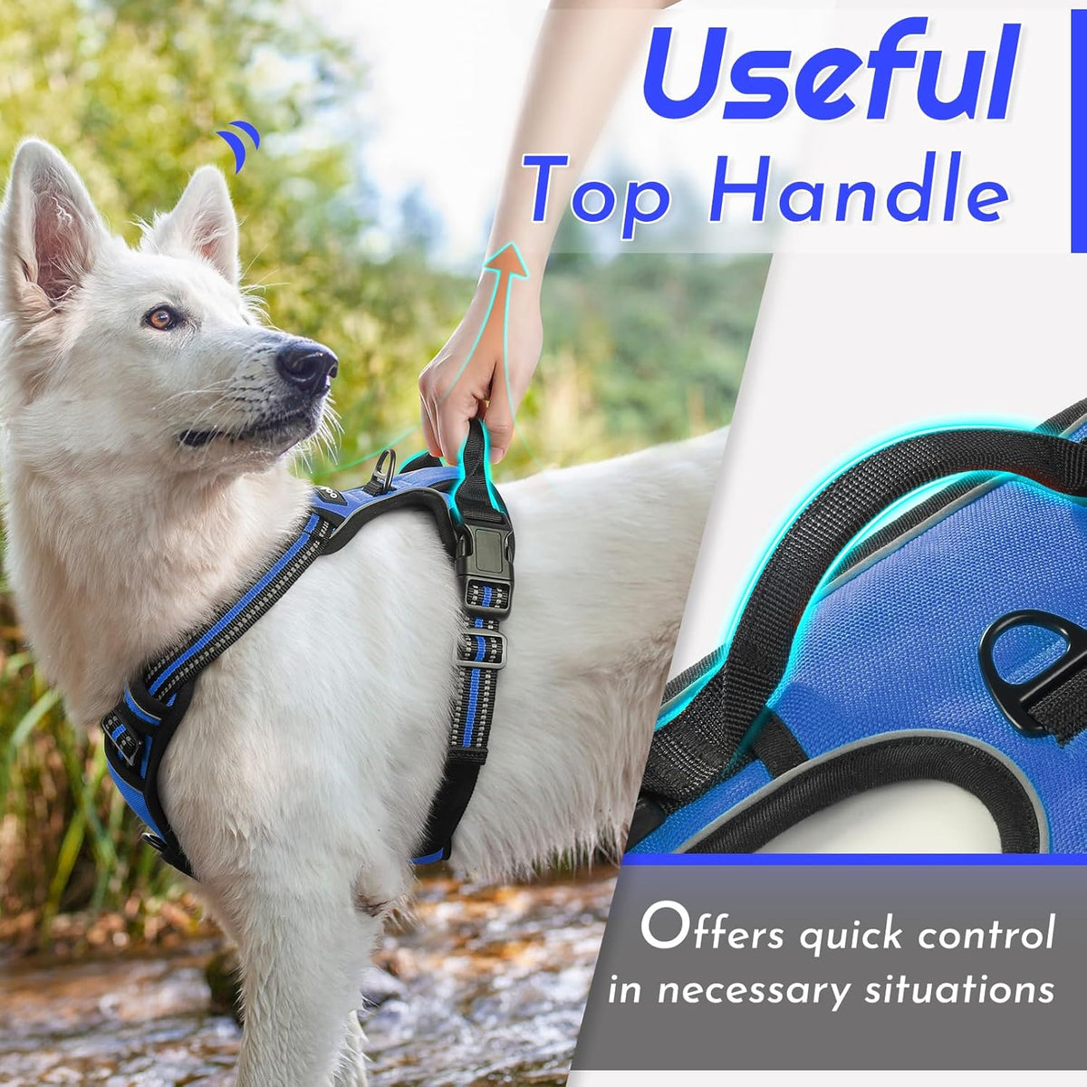 Eagloo Dog Harness for Large Dogs, No Pull Service Vest with Reflective Strips and Control Handle