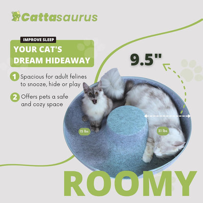 CATTASAURUS Peekaboo Cat Cave for Multiple & Large Cats Up to 30-45 Lbs, Scratch Detachable &