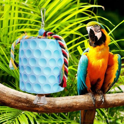 Extra Large Bird Chewing Toy, Parrot Beak Grinding Calcium Stone with Bells, Bird Cage Accessories