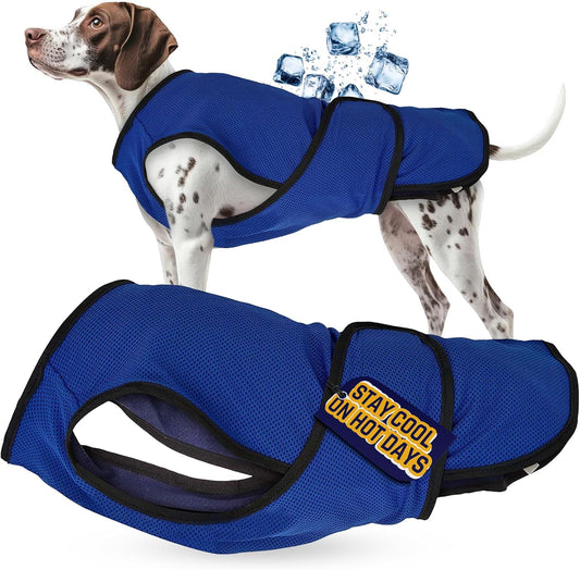 Dog Cooling Vest – Lightweight Summer Jacket for Dogs with Zip Neck & Velcro – Easy On/Off Cooling