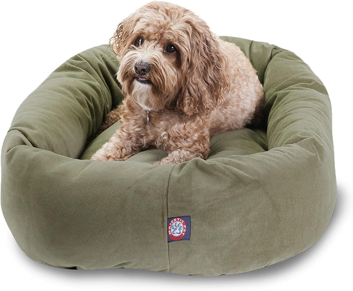 Majestic Pet 32 Inch Suede Calming Dog Bed Washable 32x23x7 (Inch) – Cozy Soft Round Donut Dog Bed