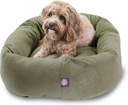 Majestic Pet 32 Inch Suede Calming Dog Bed Washable 32x23x7 (Inch) – Cozy Soft Round Donut Dog Bed