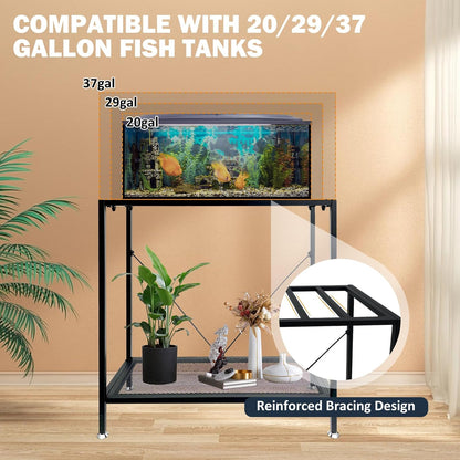 TONGMO Fish Tank Stand: The Perfect 29 Gallon Metal Aquarium Stand Measuring 32.7" W x 13" D x