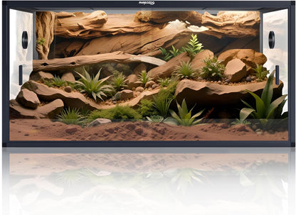 120 Gallon Bearded Dragon Tank,48" x 24" x 24" Reptile Tank with Sliding Door Top Screen