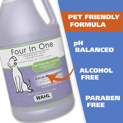 Wahl USA 4-in-1 Calming Pet Shampoo for Dogs with a Lavender Chamomile Scent – Cleans, Conditions