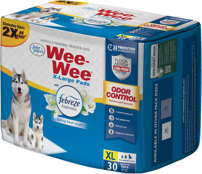 Four Paws Wee-Wee Odor Control with Febreze Freshness Pee Pads for Dogs & Puppies, Leak-Proof Dog