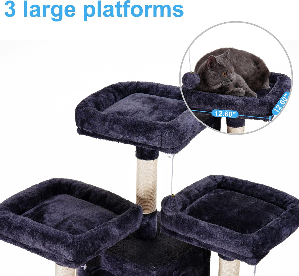 Hey-brother Cat Tree, 71 inches XL Large Cat Tower for Indoor Cats, Multi-Level Cat House with 3