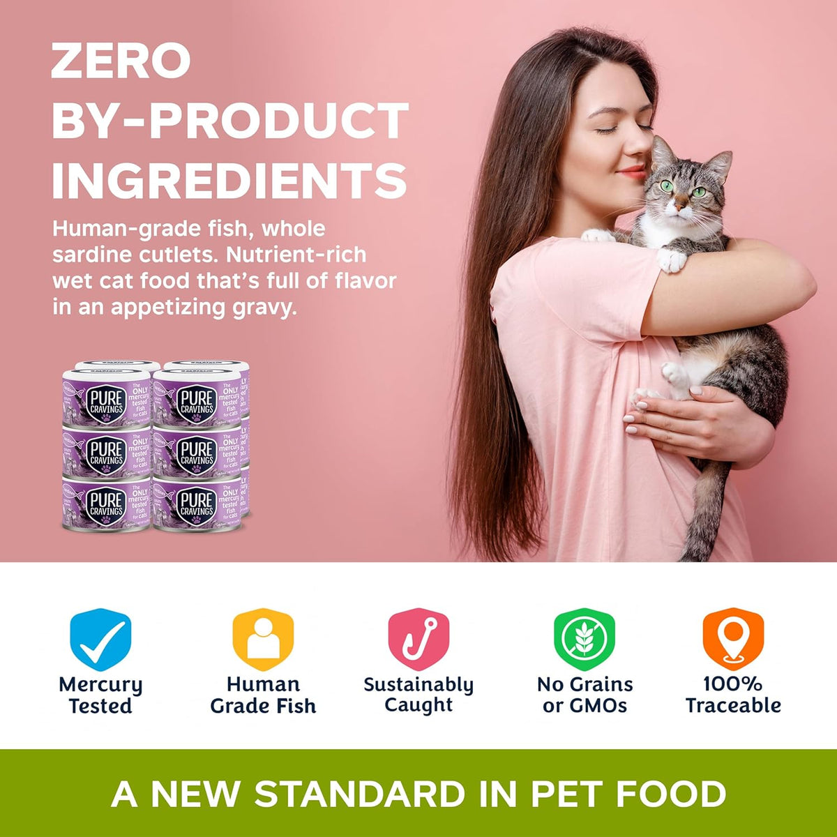 Wet Cat Food Canned Sardines Cutlets in Gravy, Every Catch is Mercury-Tested, Moist Can Fish for