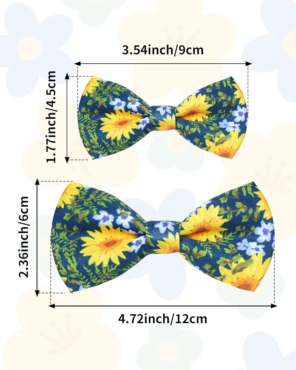 PET SHOW 10 Pack Floral Small Dog Bow Ties Sliding Collar Attachments Puppy Cats Spring Bowties for