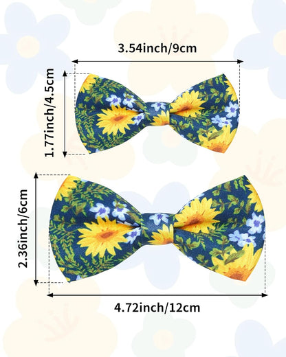 PET SHOW 10 Pack Floral Small Dog Bow Ties Sliding Collar Attachments Puppy Cats Spring Bowties for