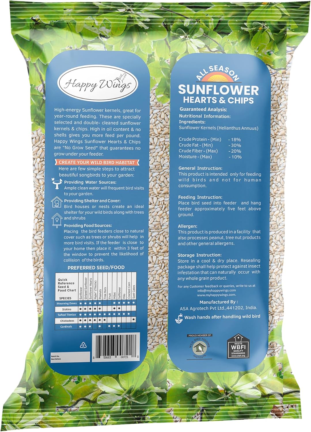 Sunflower Hearts & Chips - Sunflower Kernels and Chips Bird Food - 5 Lb No Mess, No Waste I No Grow