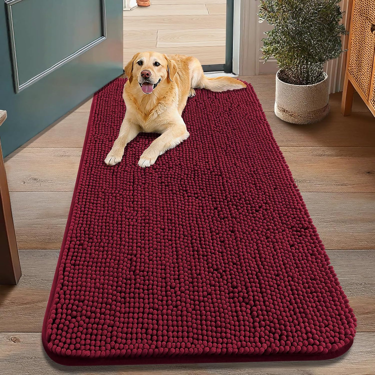 Smiry Dog Door Mat for Muddy Paws 48x30, Absorbs Moisture and Dirt Doormat, Non-Slip Washable Quick