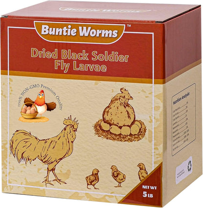 Dried Black Soldier Fly Larvae 5LB, High Protein Chicken Feed, 100% Natural Non-GMO – Treat for