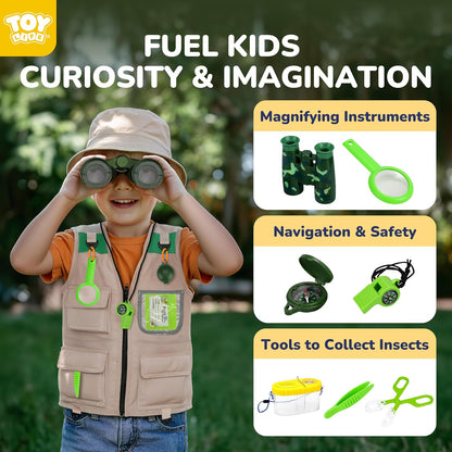 TOY Life Kids Explorer Bug Catcher Kit with Safari Costume, Binoculars Kids Outdoor Toys, Bug Toys