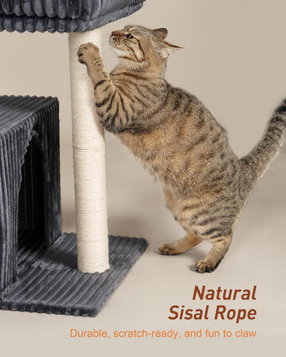 Cat Tree for Large Cat, 22.8” Cat Tower with Scratching Post, 20.9 * 15.7in Perch Bed for Adult