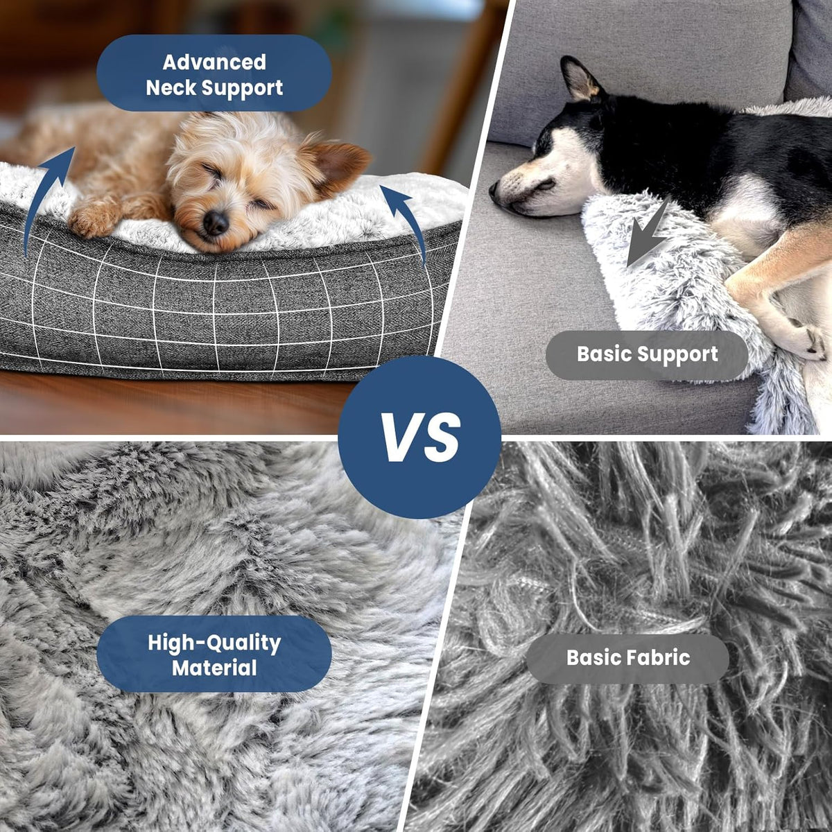 Calming Large Dog Bed for Couch – 41"x37" Washable Non-Slip Plush Sofa Protector for Dogs