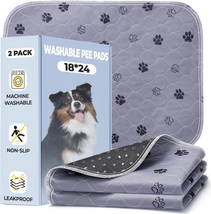 Fostanfly Reusable Puppy Pads, 2 Pack 18"x 24" Washable Pee Pads for Dogs, Absorbent and Leakproof