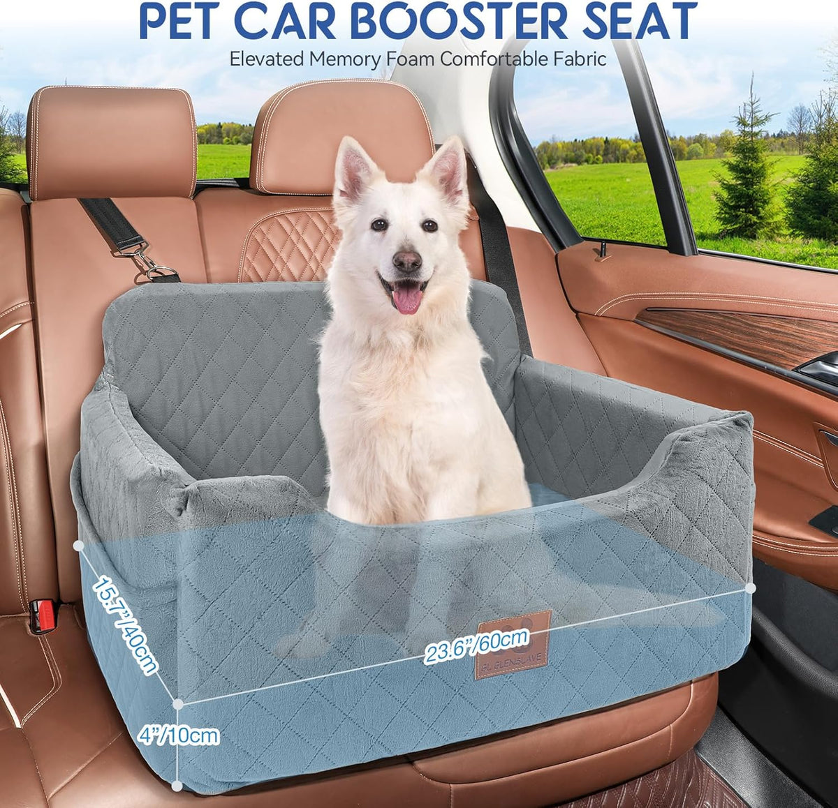 Dog Car Seat for Medium/Large Dogs, Dog Booster Seat for Pet Under 50lbs or 2 Small, Detachable and