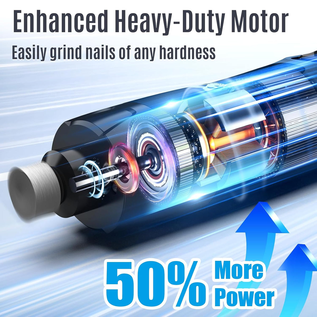 Casfuy New 6-Speed Dog Nail Grinder - 50% More Power Dog Nail Trimmers with 2 LED Lights Quiet 7h