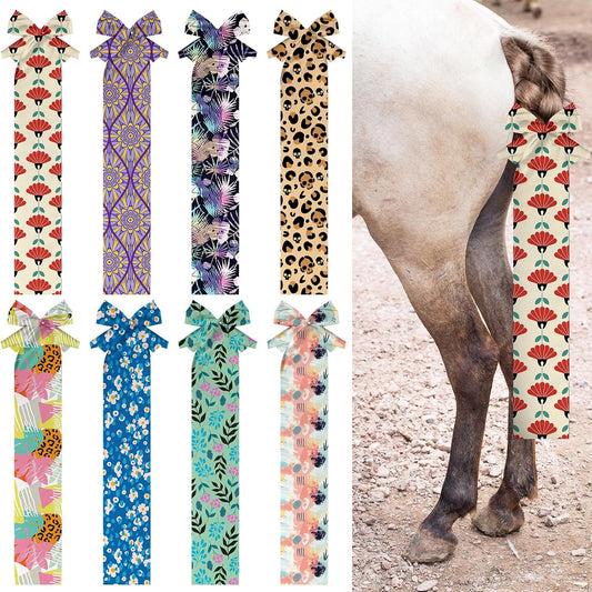 Eccliy 8 Pcs Horse Tail Bag Breathable Guard Stretchy 22" Slip on Horse Tail Wrap 2 Strand Closure