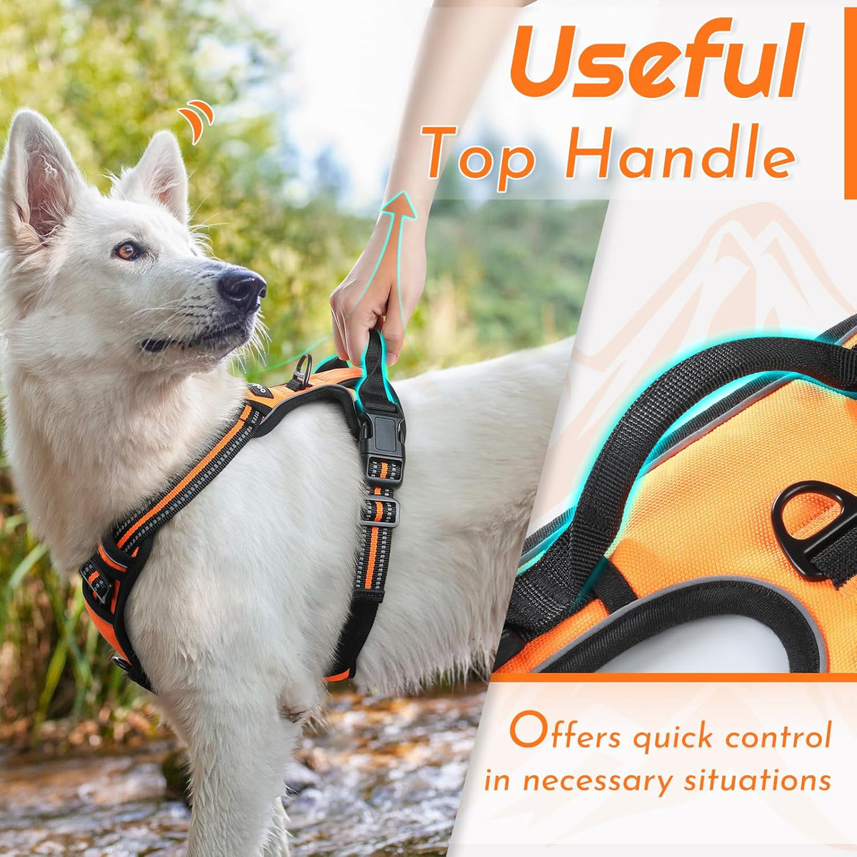 Eagloo Dog Harness for Large Dogs, No Pull Service Vest with Reflective Strips and Control Handle
