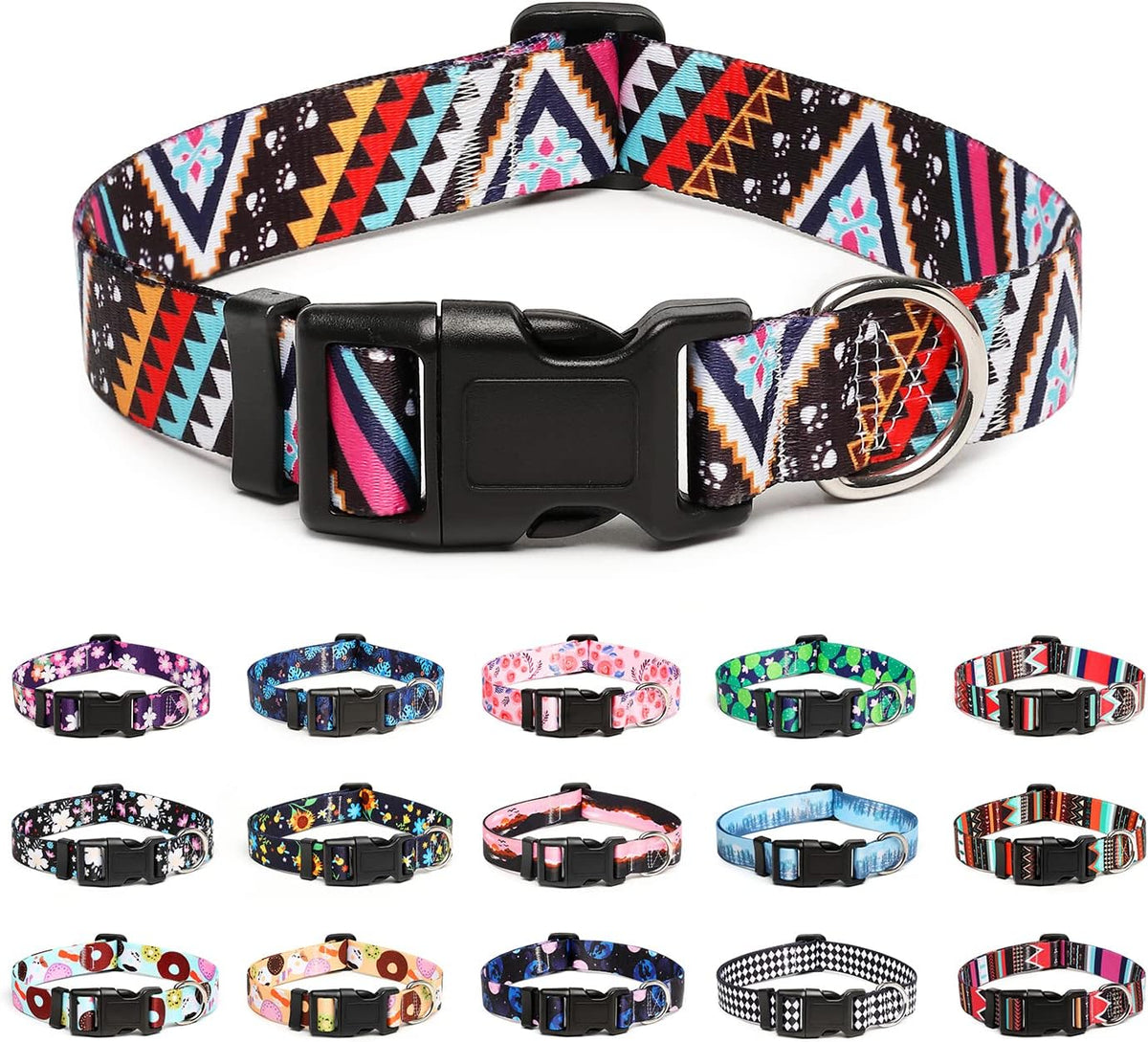 Mercano Adjustable Dog Collar - Special Design Patterns, Soft Nylon Comfortable Durable Pet Collar