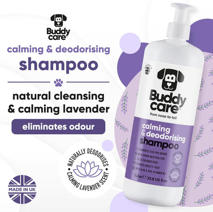 Calming & Deodorising Dog Shampoo by Buddycare | Lavender Scented | with Aloe Vera and Pro Vitamin